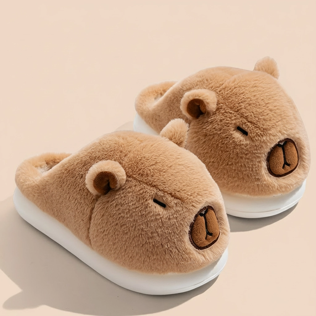 Sleepy Capybara Plush Slides House Shoes