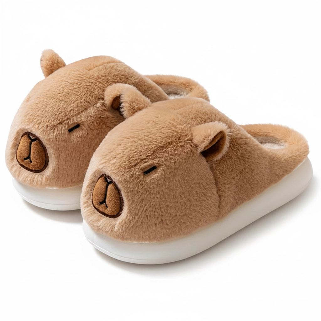 Sleepy Capybara Plush Slides House Shoes