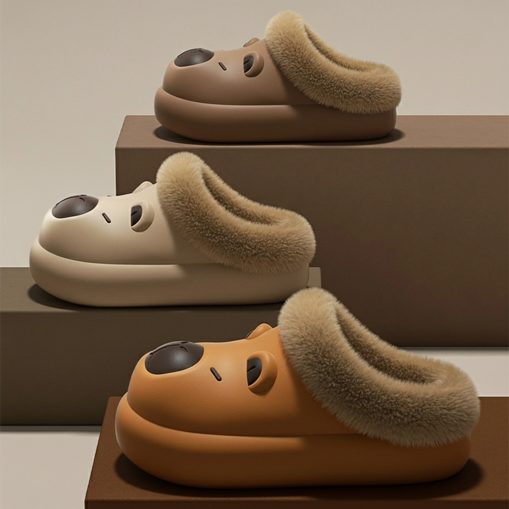 Waterproof EVA Capybara Clogs Plush Lined Slippers