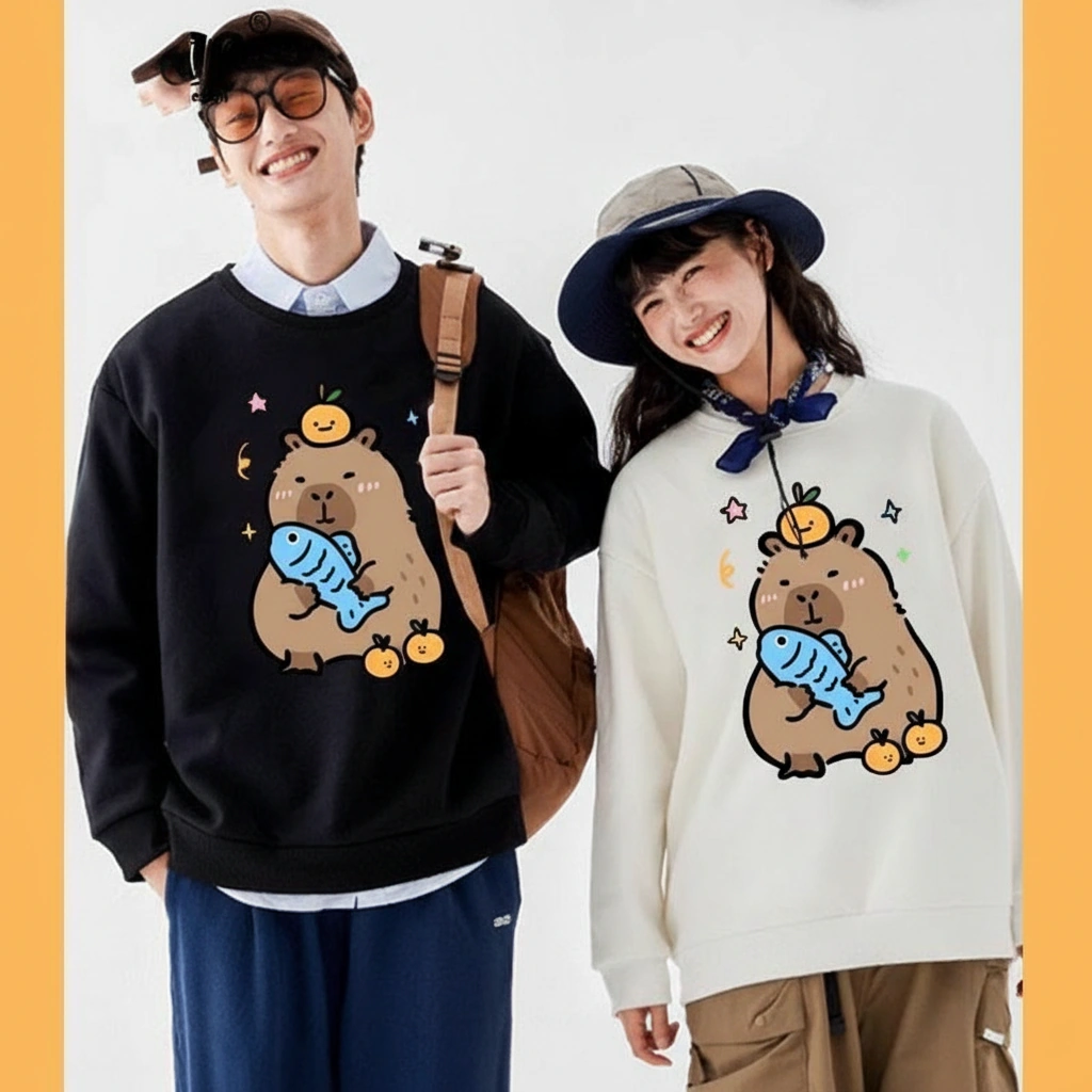 Blue Fish and Orange Capybara Sweatshirt
