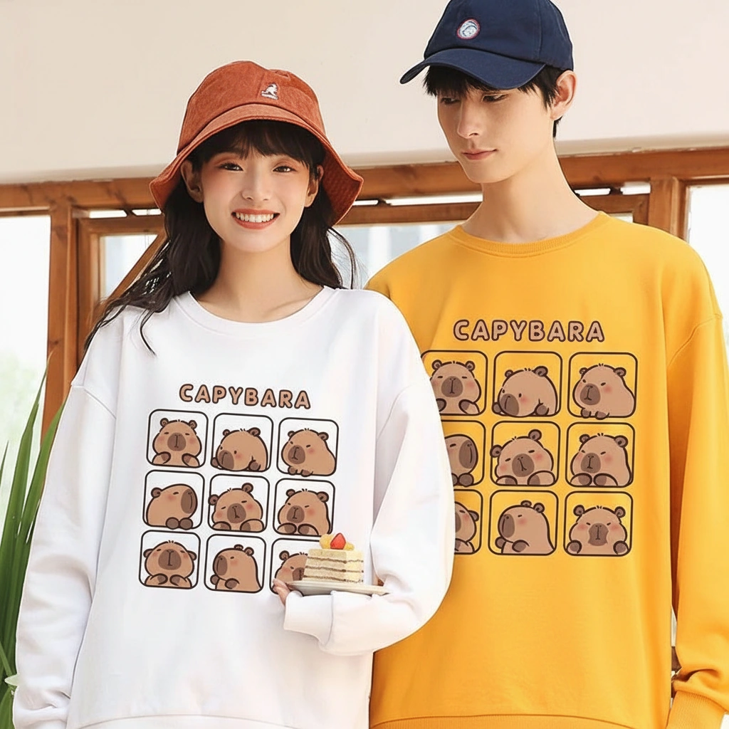 Nine Grid Emoji Capybara Sweatshirt